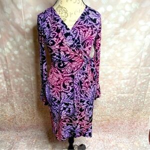 London Times Faux Wrap Dress Size 4P